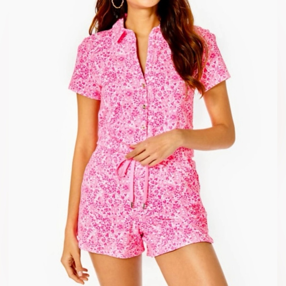 Lilly Pulitzer * Jorgie Romper, Pink / White, Women’s size XS